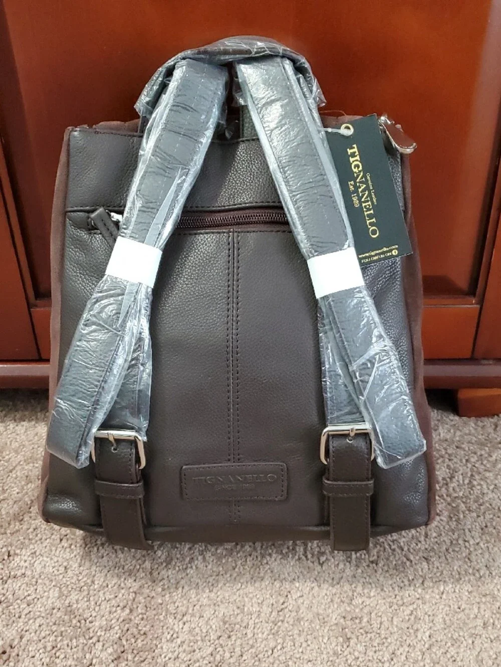 BRAND NEW!!! TIGNANELLO - Women's Brown Leather Suede Backpack - Everyday Bag